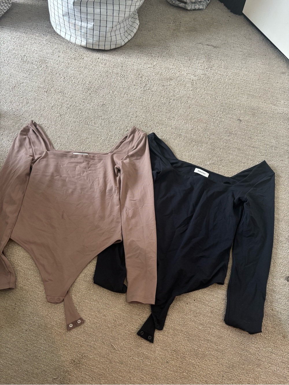 Long Sleeve Bodysuits in Taupe and Black